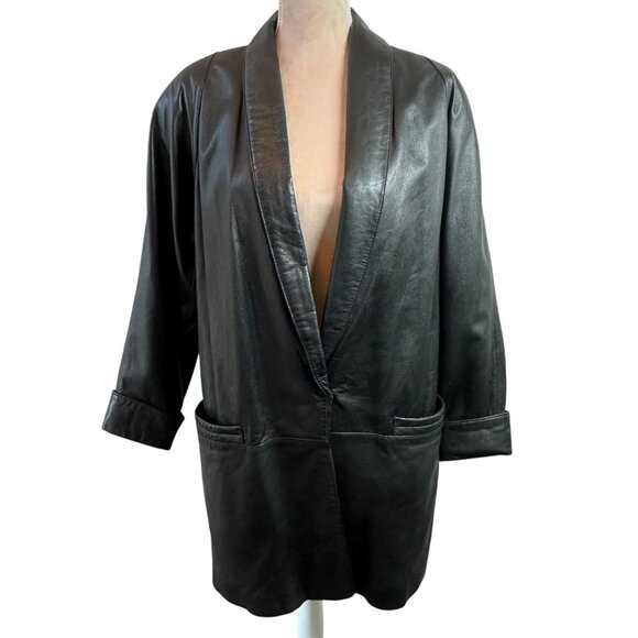 Vintage 90's Wilson's Black Leather Jacket Slouchy Oversize Women's Size Small - Picture 3 of 10